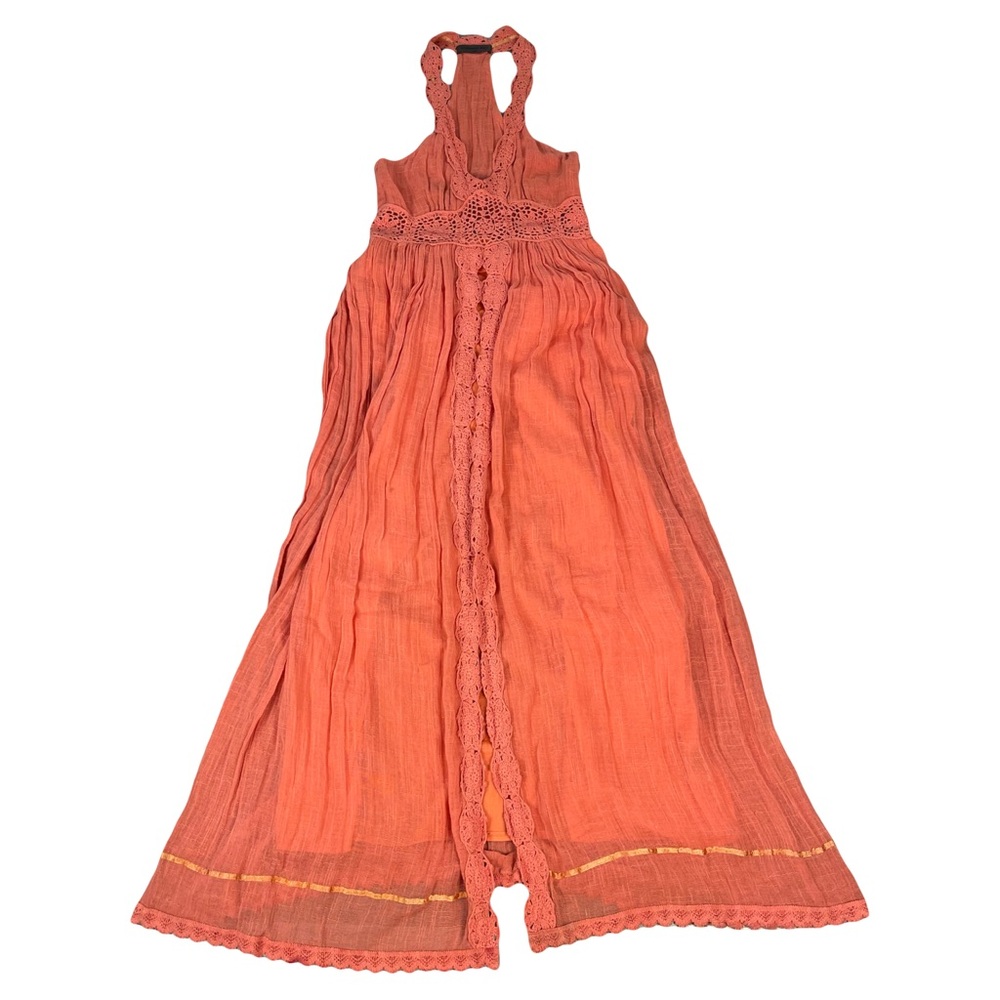 Alessandro Miele Maxi Bohemian Gauze Dress Crochet Detail M